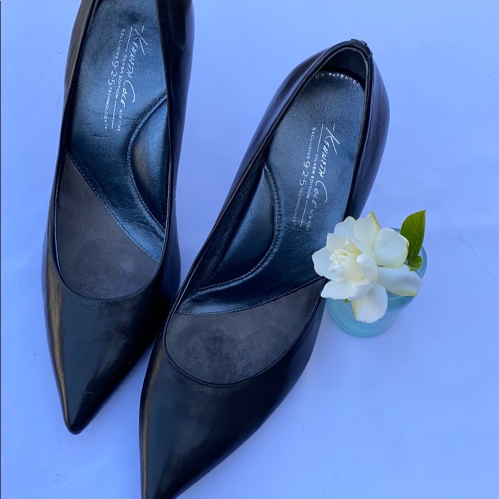 Black and chrome silver ladies heels